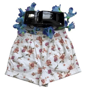 American Eagle NWOT Denim Floral Mom Shorts Women 2